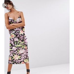 NWT ASOS Salon Foil Floral Low Back Midi Dress